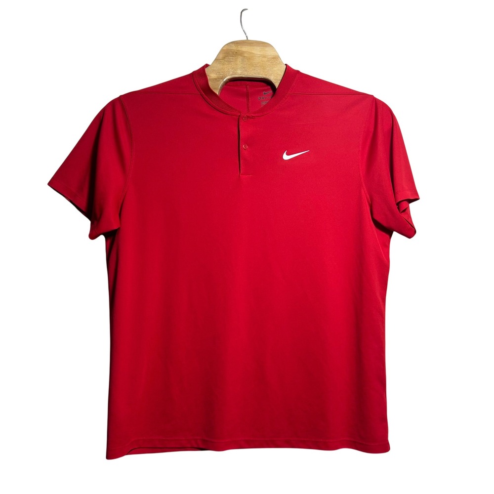 Nike Dri-FIT Blade Collar Polo Shirt Mens‎ XL Red Short Sleeve Standard Fit Tee